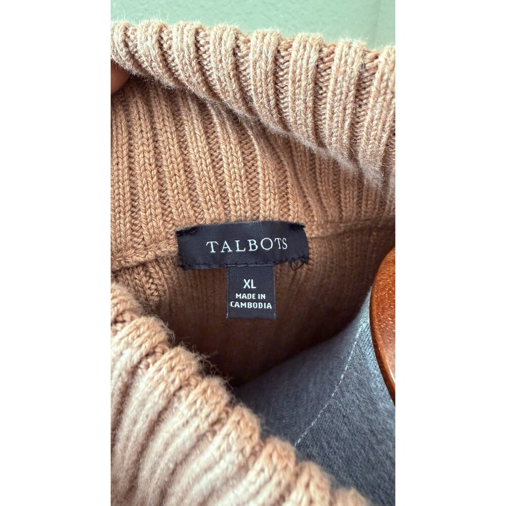 Talbots Women's Size XL Brown Mock Neck Ribbed Half-Zip Sweater Vest - Picture 5 of 6